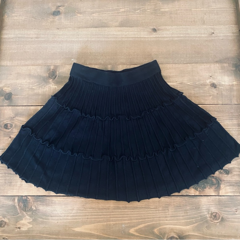 Goodnight Macaroon black ruffle knit skirt